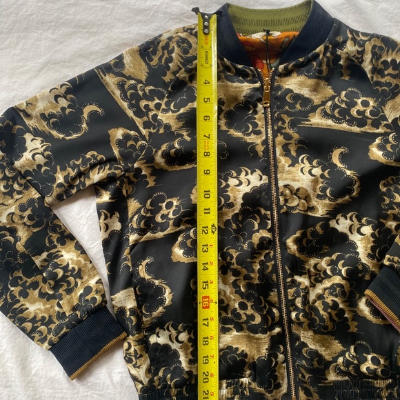 Maximalist Tattoo Illustration Bomber Jacket Reversible to Night Clouds XS New - Picture 10 of 16